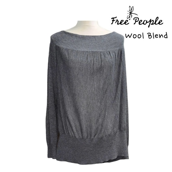 Free People (NWOT) Off The Shoulder Wool Blend Sweater Size Large - Picture 1 of 11